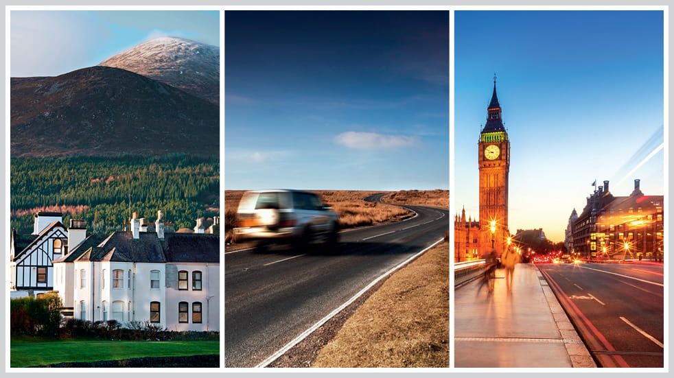 The 50 greatest UK drives: central London, the Brecon Beacons, and the Mourne Mountains in County Down